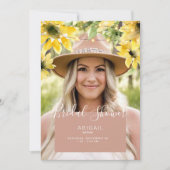 Blushing Sunflower Bride Photo Vrijgezellenfeest Kaart (Voorkant)