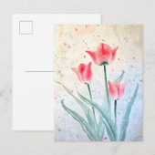 Blushing Tulp Elegantie Aankondigingskaart (Voorkant / Achterkant)