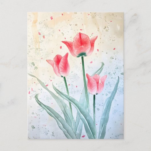 Blushing Tulp Elegantie Aankondigingskaart (Voorkant)