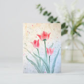 Blushing Tulp Elegantie Aankondigingskaart (Staand voorkant)