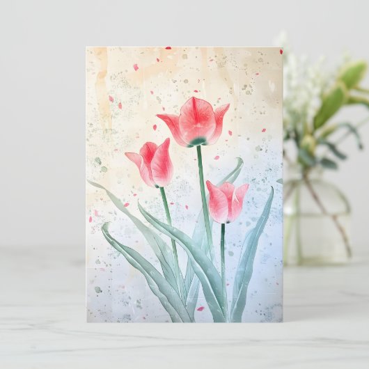 Blushing Tulp Elegantie Feestdagenkaart (Staand voorkant)