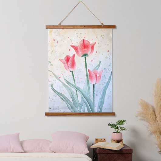 Blushing Tulp Elegantie Hangend Wandkleed (Slaapkamer)