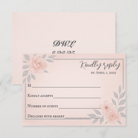 Blushing Vows Traditional Wedding RSVP Card (Voorkant / Achterkant)
