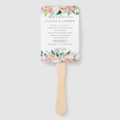 Blushing zomer bloemenbruiloft programma hand handwaaier (Voorkant)