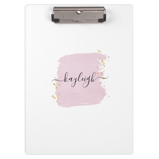 Blushpenseelstreek Gouden Stippen Klembord (Voorkant)