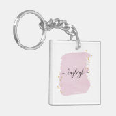 Blushpenseelstreek gouden stippen sleutelhanger (Voorkant Links)