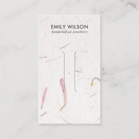 BLUSHPETAL HANDGEMAAKTE PAPIEREN HAARCLIP DISPLAY  VISITEKAARTJE (Voorkant)