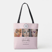 BlushPink Script 3 Photo Wimpers Tote Bag (Achterkant)