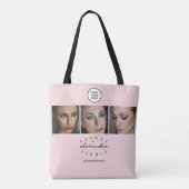 BlushPink Script 3 Photo Wimpers Tote Bag (Achterkant)