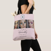 BlushPink Script 3 Photo Wimpers Tote Bag (Dichtbij)