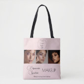 BlushPink Script Logo Foto Make-up Studio Tote Bag (Voorkant)