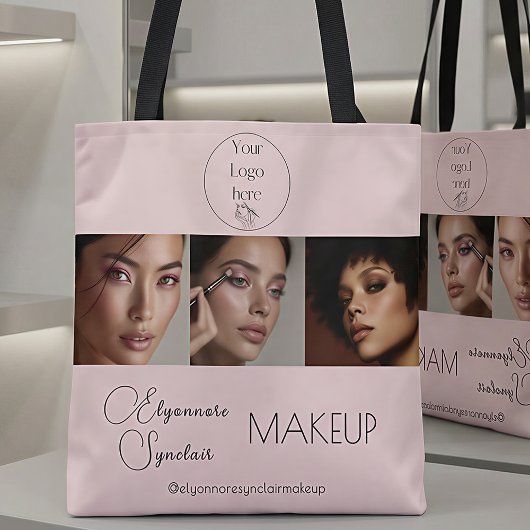 BlushPink Script Logo Foto Make-up Studio Tote Bag