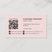 BlushRoze Zwarte Script Foto Qr Code Social Icon Visitekaartje (Achterkant)