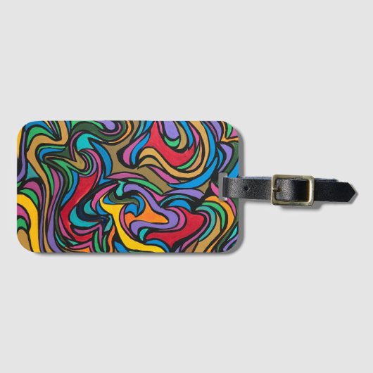 Blustery Day-Psychedelic Abstracte kunst Bagagelabel (Voorkant (horizontaal))