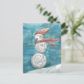 Blustery Snowman Briefkaart (Staand voorkant)