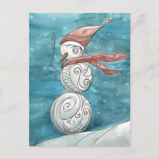 Blustery Snowman Briefkaart