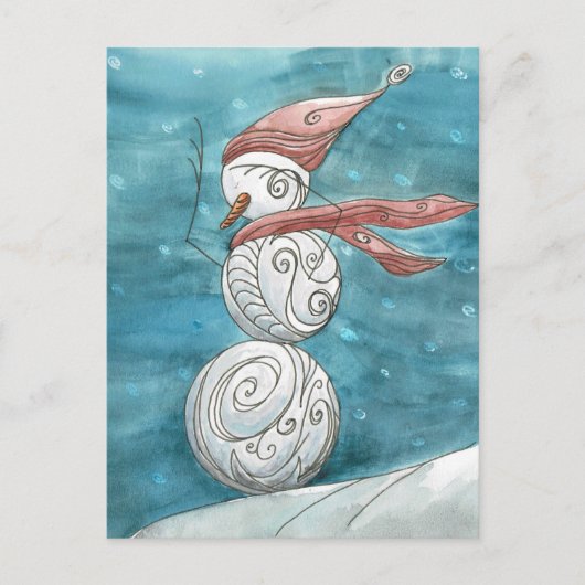 Blustery Snowman Briefkaart (Voorkant)