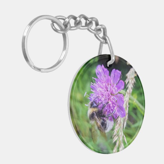 Blütenglück am Schlüsselbund – Hummel auf Skabiose Sleutelhanger (Voorkant Links)