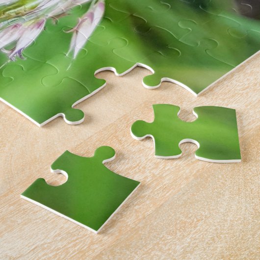 Blütenglück – Naturpuzzle mit Hummel auf Skabiose Legpuzzel (Zijkant)