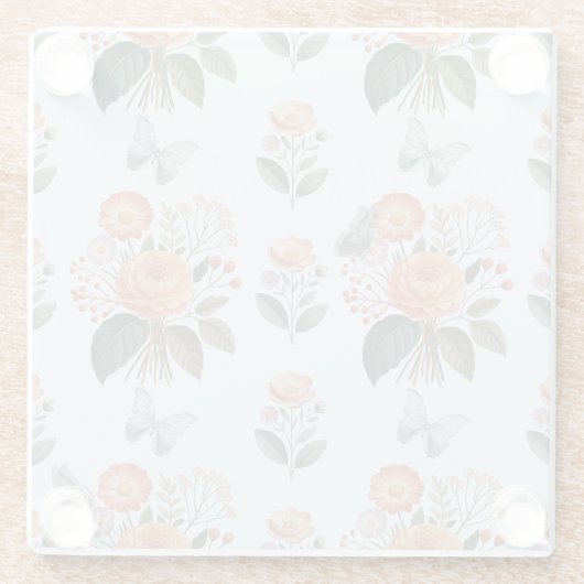 Blütenzauber mit Schmetterlingsflügeln Glazen Onderzetter (Achterkant)