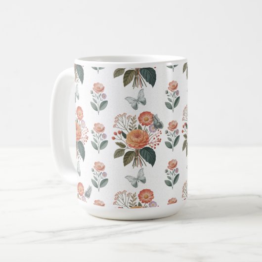 Blütenzauber mit Schmetterlingsflügeln Koffiemok (Voorkant links)