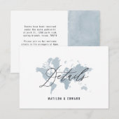 blyewatercolor wereldkaart trouwgegevens RSVP kaartje (Voorkant / Achterkant)