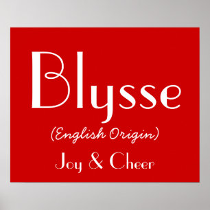 Blysse English Origin with betekenis in Red I Poster