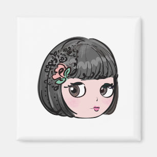 Blythe pop, schattige en kawaii illustratie magneet