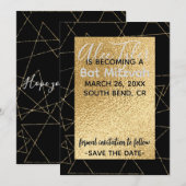 BM Bar Bat Mitswa Gold Stars Save The Date (Voorkant / Achterkant)