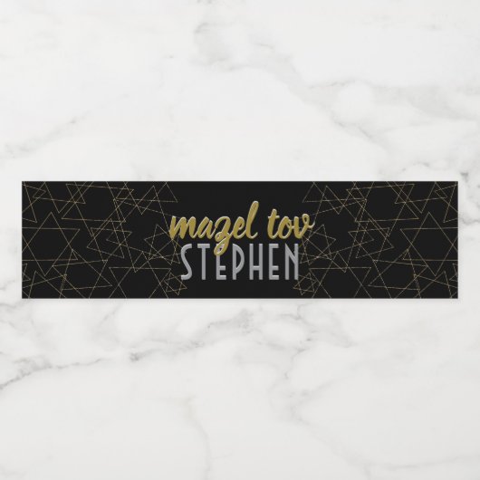 BM Bar Bat Mitswa Gold Stars Waterfles Etiket (Enkel label)