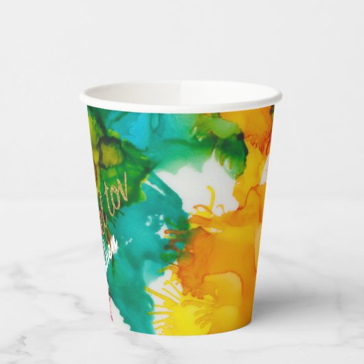 BM Bar Bat Mitswa Paper Cup Splash van kleur Papieren Bekers (Links)