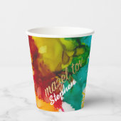 BM Bar Bat Mitswa Paper Cup Splash van kleur Papieren Bekers (Voorkant)