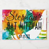 BM Bar Bat Mitswa Splash van kleur Sparkling Wijnetiket (Enkel label)