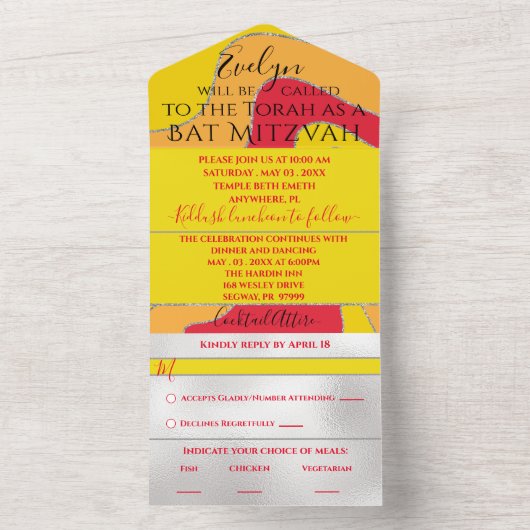 BM Bar Bat Mitzvah Alles Een Uitnodiging Glitter W (Binnen)