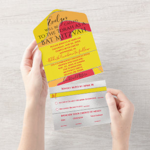 BM Bar Bat Mitzvah Alles Een Uitnodiging Glitter W