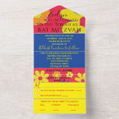 BM Bar Bat Mitzvah Alles in één uitnodiging Bloeme (Binnen)