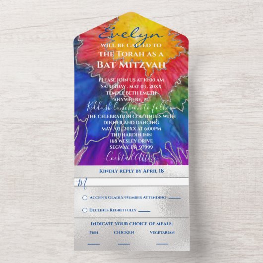 BM Bar Bat Mitzvah Alles in een uitnodiging Kleure (Binnen)