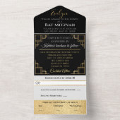 BM Bar Bat Mitzvah Art Deco All In One Uitnodiging (Binnen)