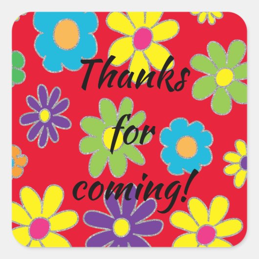 BM Bar Bat Mitzvah Bloemen Vierkante Sticker (Voorkant)