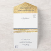 BM Bar Bat Mitzvah Blues Zilvers All In One Uitnodiging (Buitenkant)