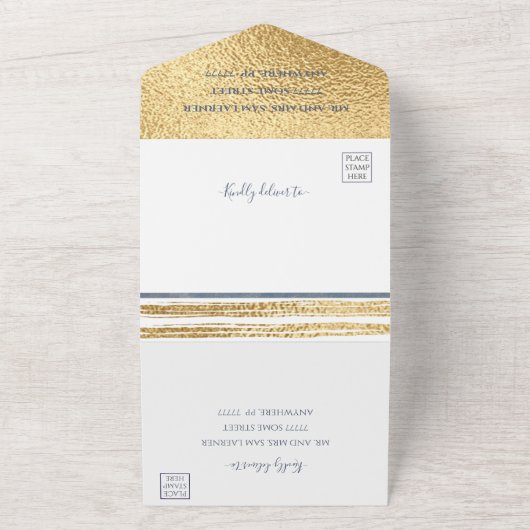 BM Bar Bat Mitzvah Blues Zilvers All In One Uitnodiging (Buitenkant)