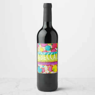 BM Bar Bat Mitzvah Confetti Wijnflesetiket Wijn Etiket