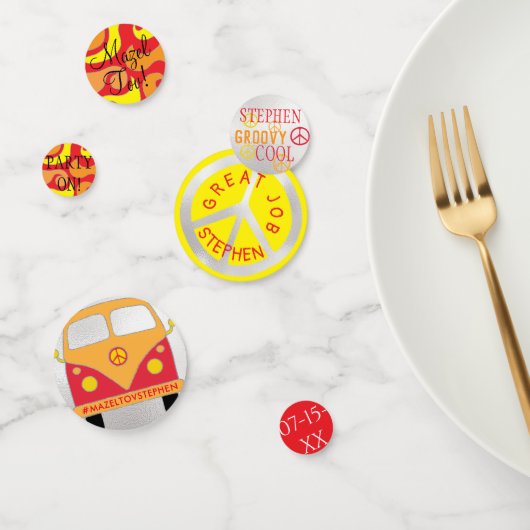 BM Bar Bat Mitzvah Confetti Zilver Sinaasappel Gee (Groep)