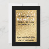 BM Bar Bat Mitzvah Elegant Goud Save The Date (Voorkant)