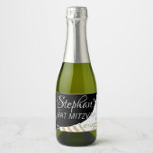 BM Bar Bat Mitzvah Elegant Tallit Mini Sparkling Wijnetiket (Voorkant)