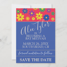 BM Bar Bat Mitzvah Flowery Save The Date
