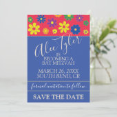 BM Bar Bat Mitzvah Flowery Save The Date (Staand voorkant)