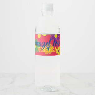 BM Bar Bat Mitzvah Flowery Waterfles Etiket