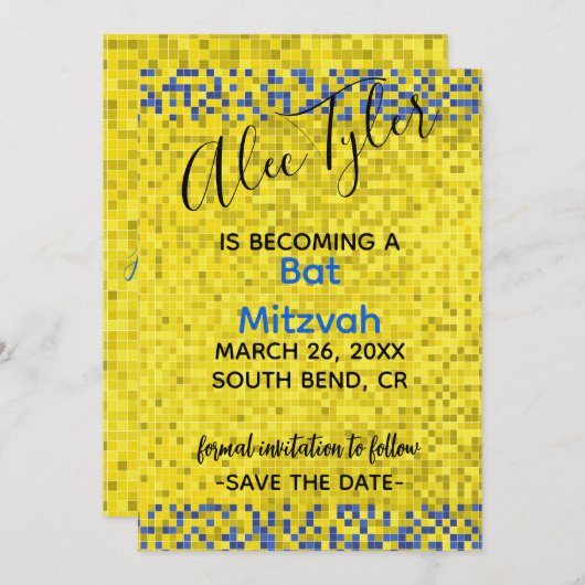BM Bar Bat Mitzvah Game On Save The Date (Voorkant / Achterkant)