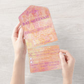 BM Bar Bat Mitzvah Gewoon Subtiel All In One Uitnodiging (Afscheurbaar)